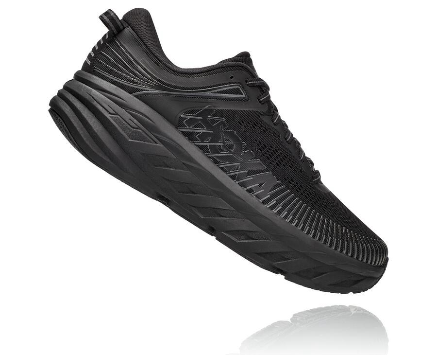 Hoka Australia One One Bondi 7 - Mens Running Shoes Black - UEAIS-0952